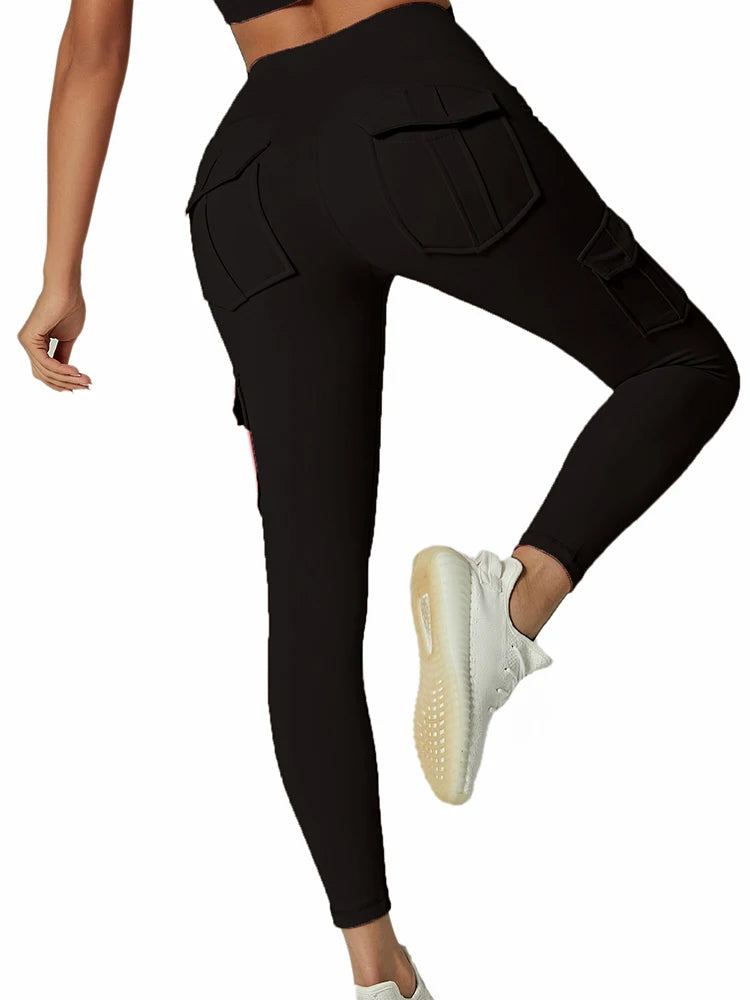 Sportswear Woman Gym Yoga Clothing 4 Pocket High Waist Stretch Tummy Control Sports Leggings Women Tights for Fitness Running