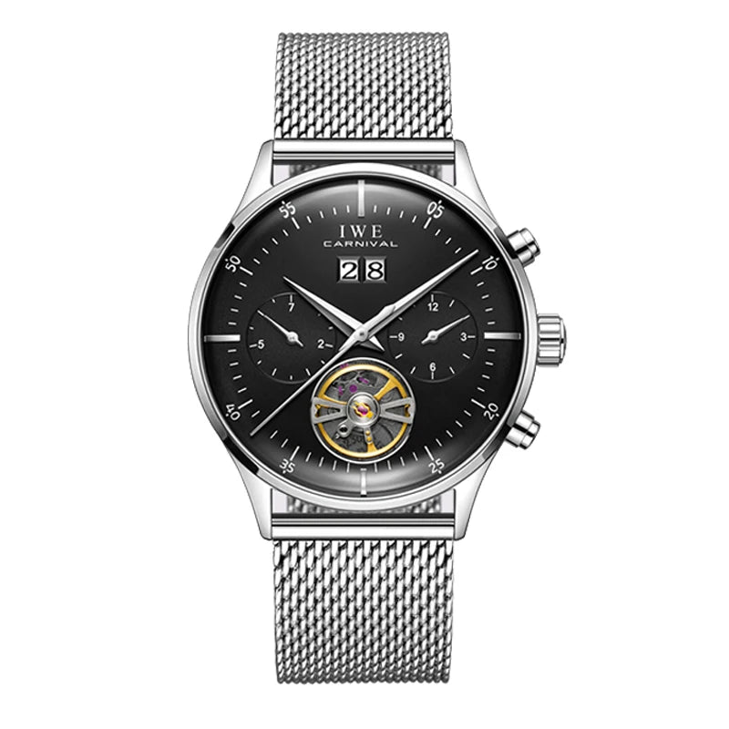 Relogio Masculino 2025 New Double Calendar Automatic Watch Auto Date Leather Waterproof Tourbillon Mechanical Watches for Men