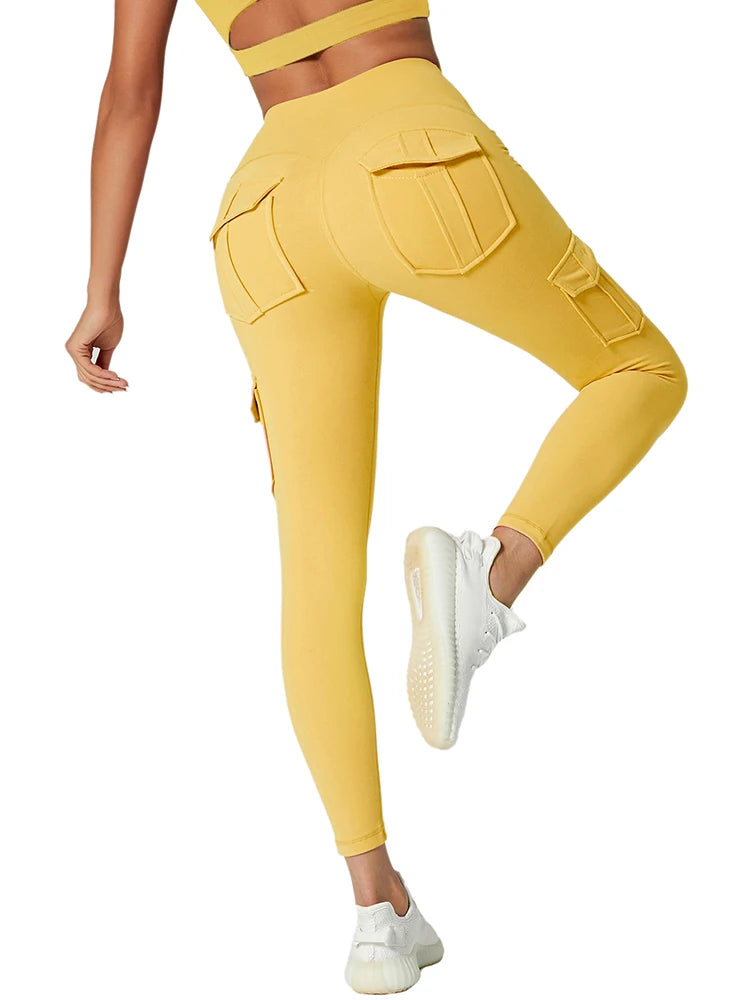 Sportswear Woman Gym Yoga Clothing 4 Pocket High Waist Stretch Tummy Control Sports Leggings Women Tights for Fitness Running