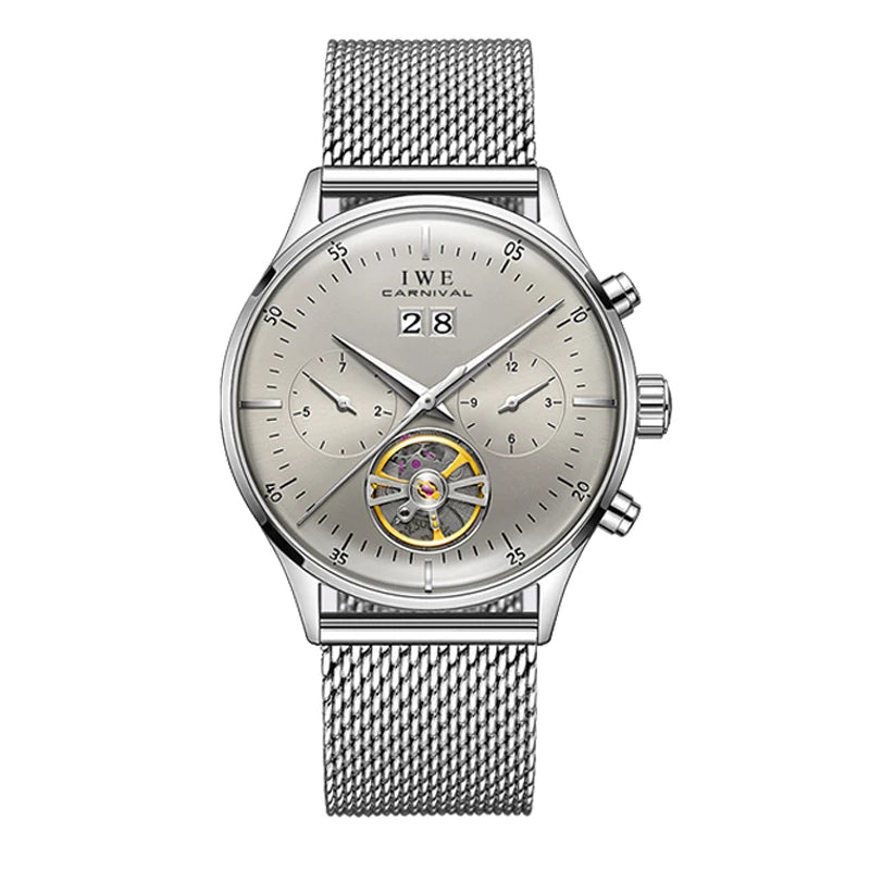 Relogio Masculino 2025 New Double Calendar Automatic Watch Auto Date Leather Waterproof Tourbillon Mechanical Watches for Men