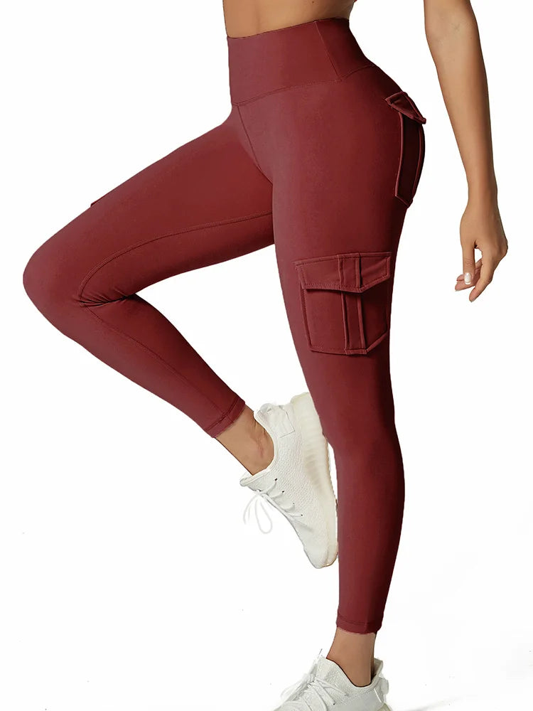 Sportswear Woman Gym Yoga Clothing 4 Pocket High Waist Stretch Tummy Control Sports Leggings Women Tights for Fitness Running