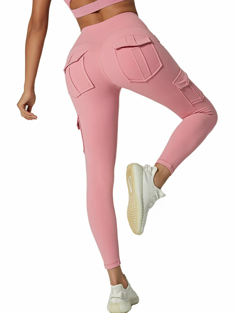 Sportswear Woman Gym Yoga Clothing 4 Pocket High Waist Stretch Tummy Control Sports Leggings Women Tights for Fitness Running