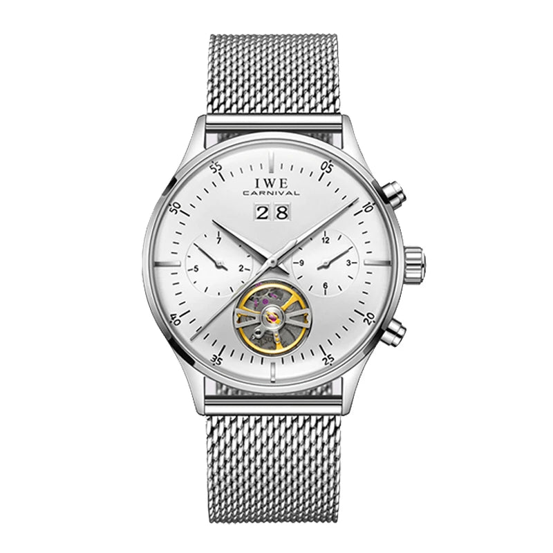 Relogio Masculino 2025 New Double Calendar Automatic Watch Auto Date Leather Waterproof Tourbillon Mechanical Watches for Men
