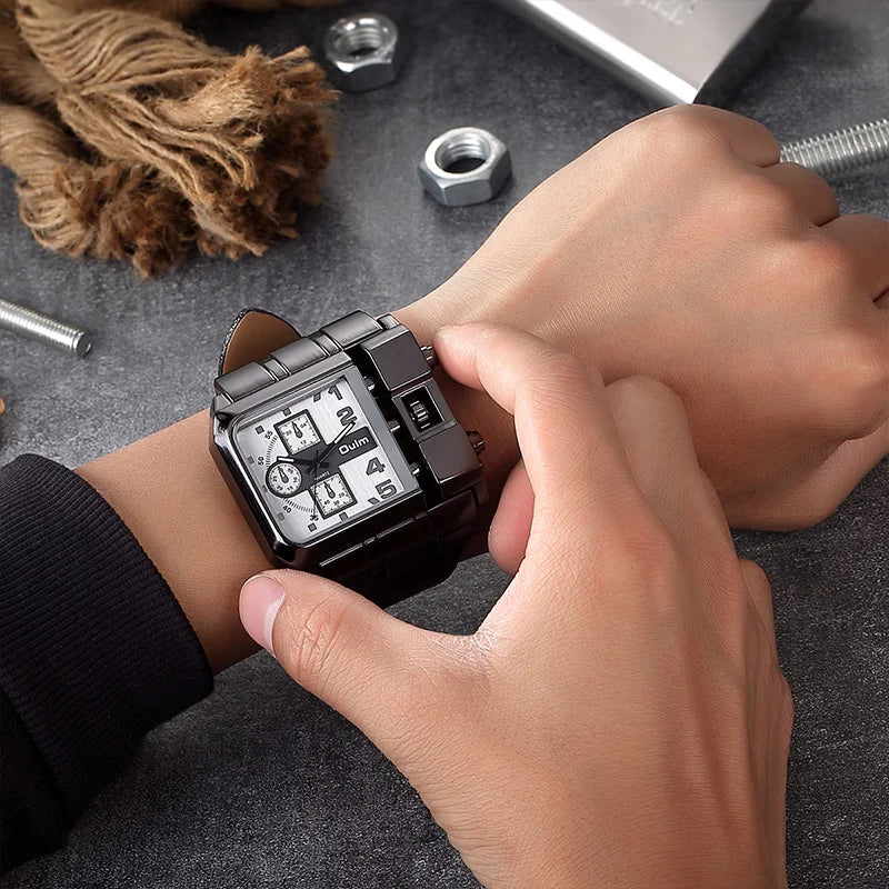 Oulm 3364 Casual Wristwatch Square Dial Wide Strap Men's Quartz Watch Luxury Brand Male Clock Super Big Men Watches montre homme