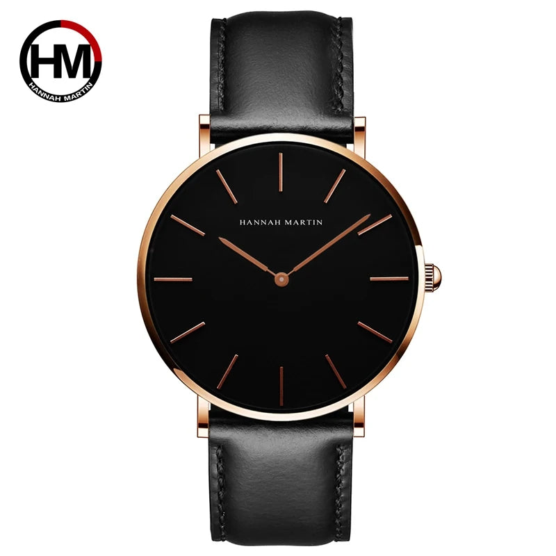 Dropshipping High Quality Rose Gold Dial Watch Men Leather Waterproof Wristwatch Women Dress Fashion Brand Quartz Movement Saat