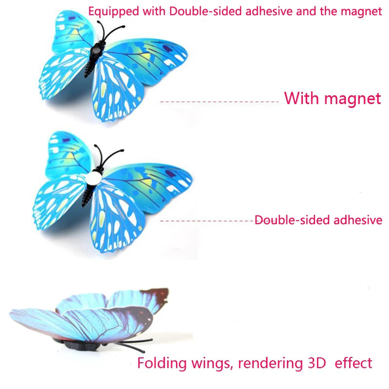 12Pcs Double Layer Butterfly Wall Art Sticker For Wedding Decor Decals 3D Butterflies Fridge Magnet Home Room Decoration Sticker