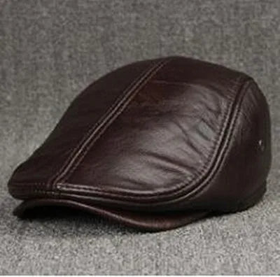 XdanqinX Men's Winter Hat Thicker Warm Cowhide Leather Berets With Ears Snapback Cap Brands Fashion Cap Male Bone Dad's Hats
