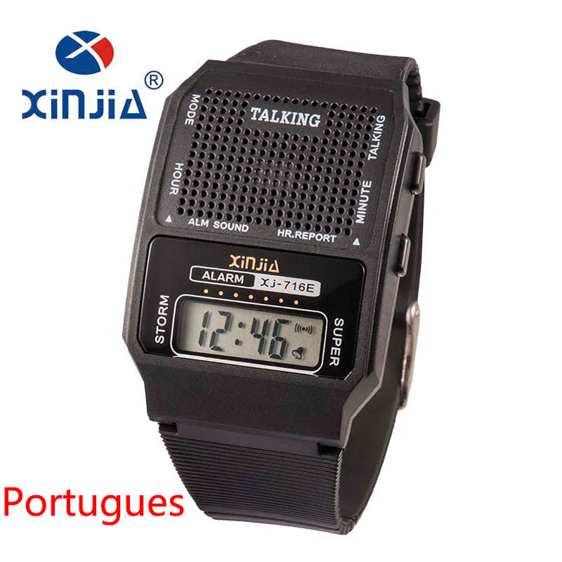 Simple Old Men and Women Talking Watch Speak Spanish Portugues Electronic Digital Sports WristWatches For The Blind People Elder
