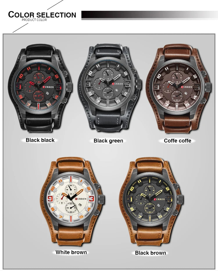 New CURREN Top Brand Luxury Mens Watches Male Clocks Date Sport Military Clock Leather Strap Quartz Business Men Watch Gift 8225