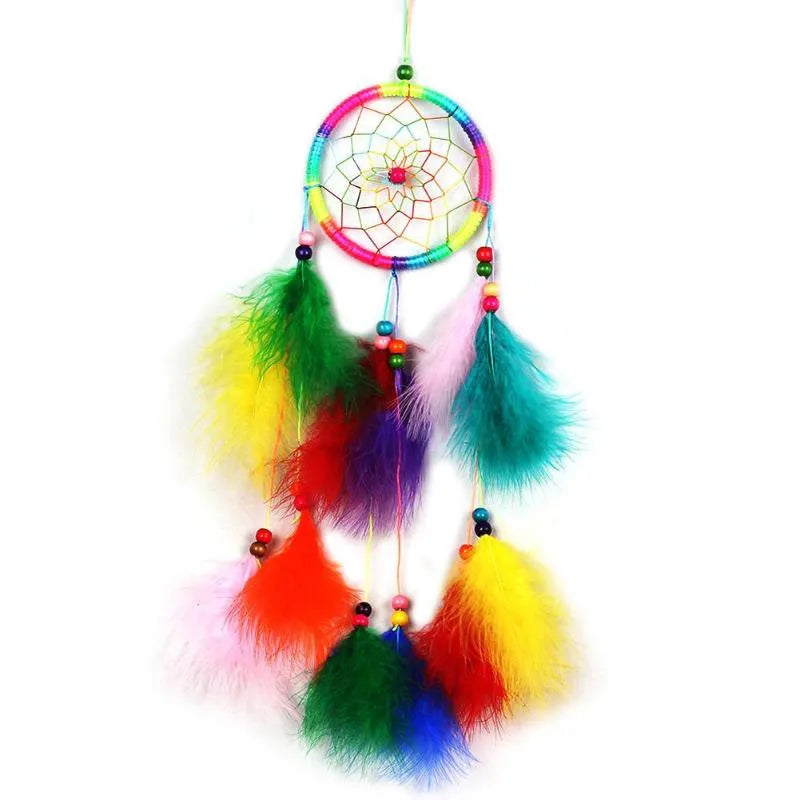 Purple Feather Crafts Dream Catcher Wind Chimes Handmade Dreamcatcher Net for Wall Hanging Car Home Decoration Birthday Gift