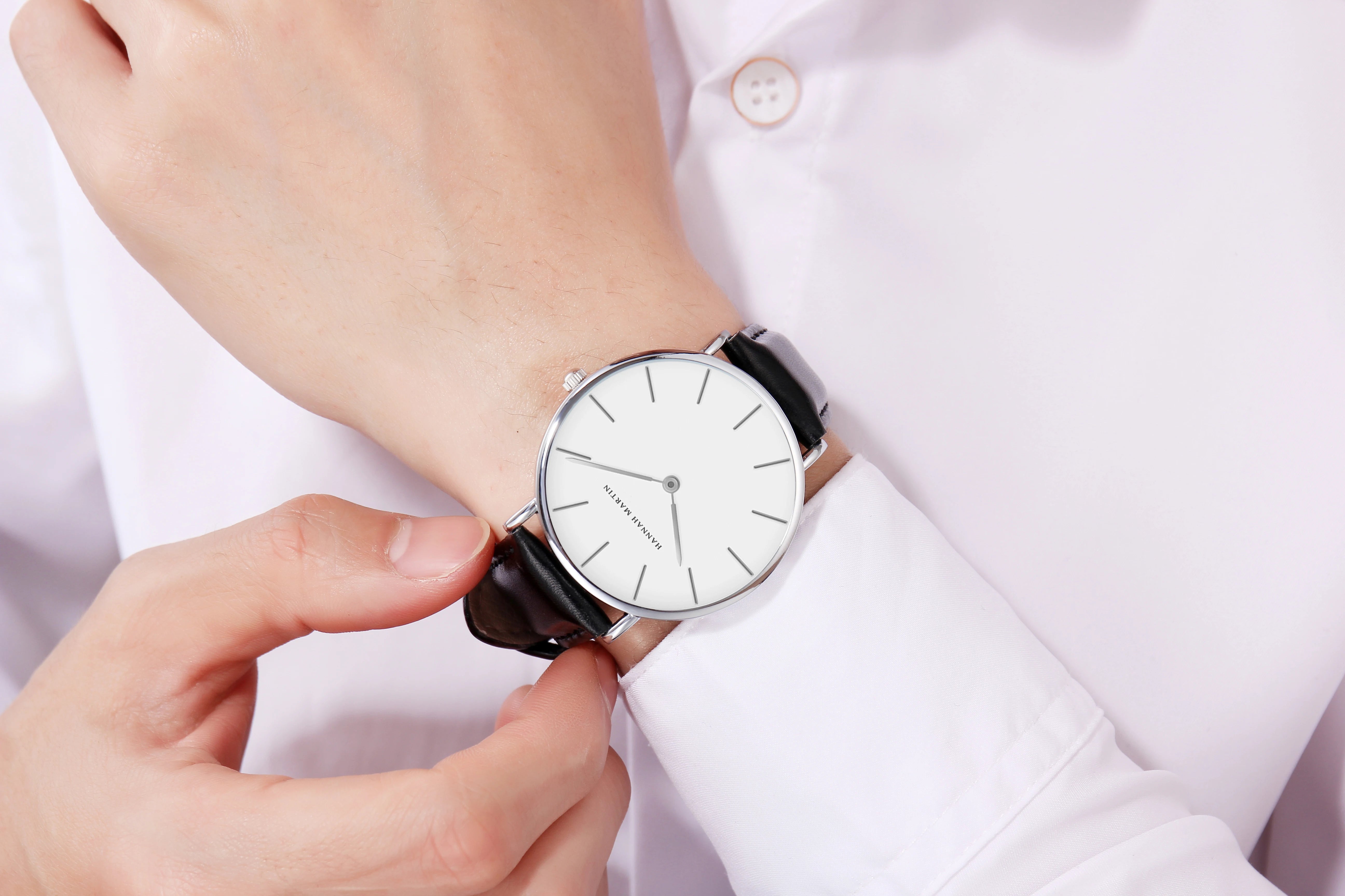 Dropshipping High Quality Rose Gold Dial Watch Men Leather Waterproof Wristwatch Women Dress Fashion Brand Quartz Movement Saat