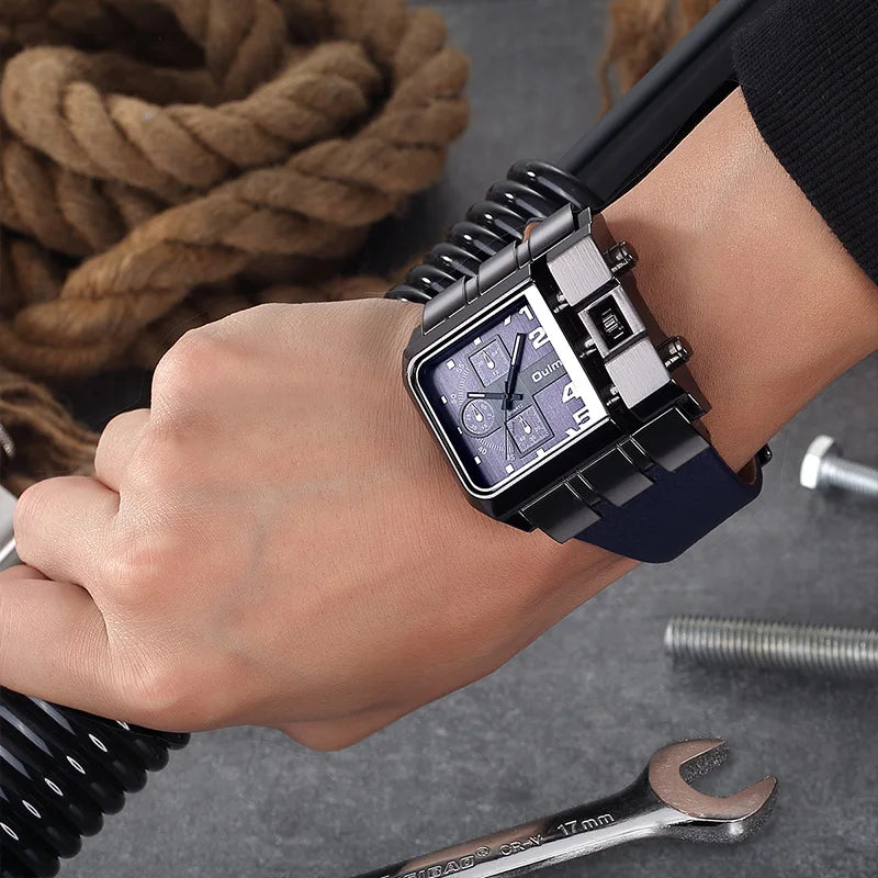 Oulm 3364 Casual Wristwatch Square Dial Wide Strap Men's Quartz Watch Luxury Brand Male Clock Super Big Men Watches montre homme
