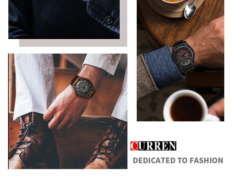 New CURREN Top Brand Luxury Mens Watches Male Clocks Date Sport Military Clock Leather Strap Quartz Business Men Watch Gift 8225