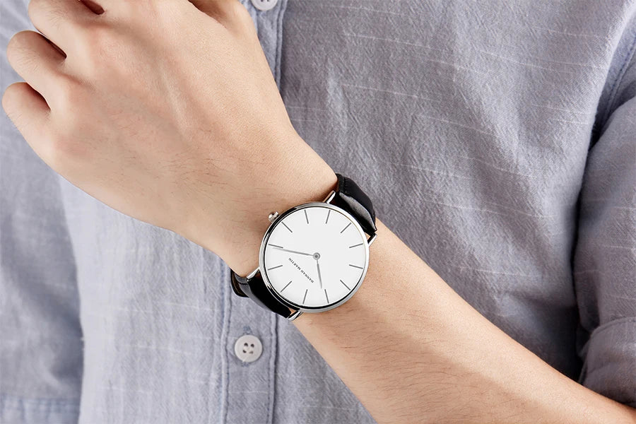 Dropshipping High Quality Rose Gold Dial Watch Men Leather Waterproof Wristwatch Women Dress Fashion Brand Quartz Movement Saat