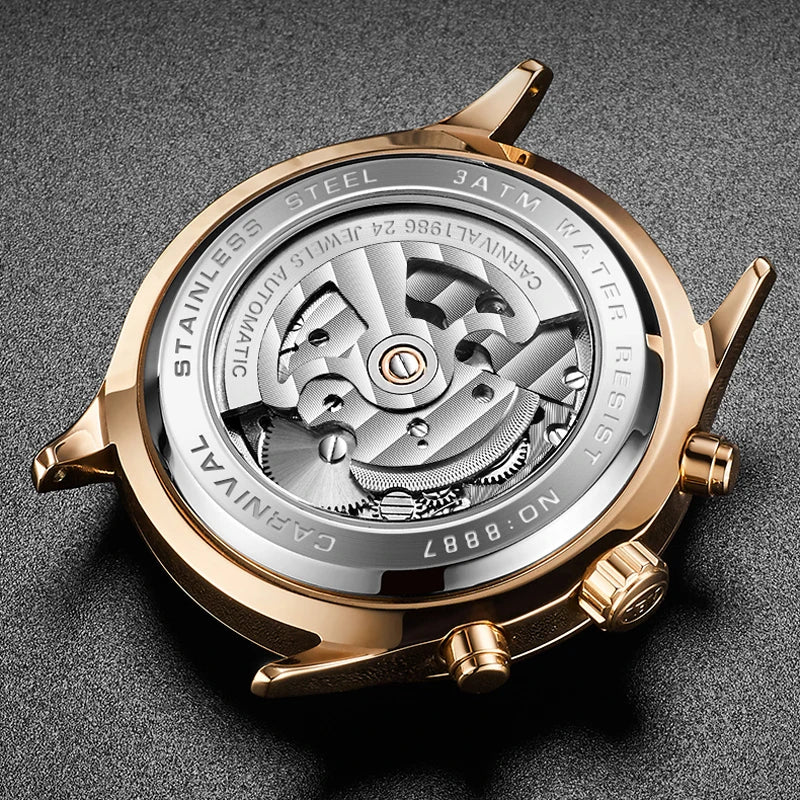 Relogio Masculino 2025 New Double Calendar Automatic Watch Auto Date Leather Waterproof Tourbillon Mechanical Watches for Men
