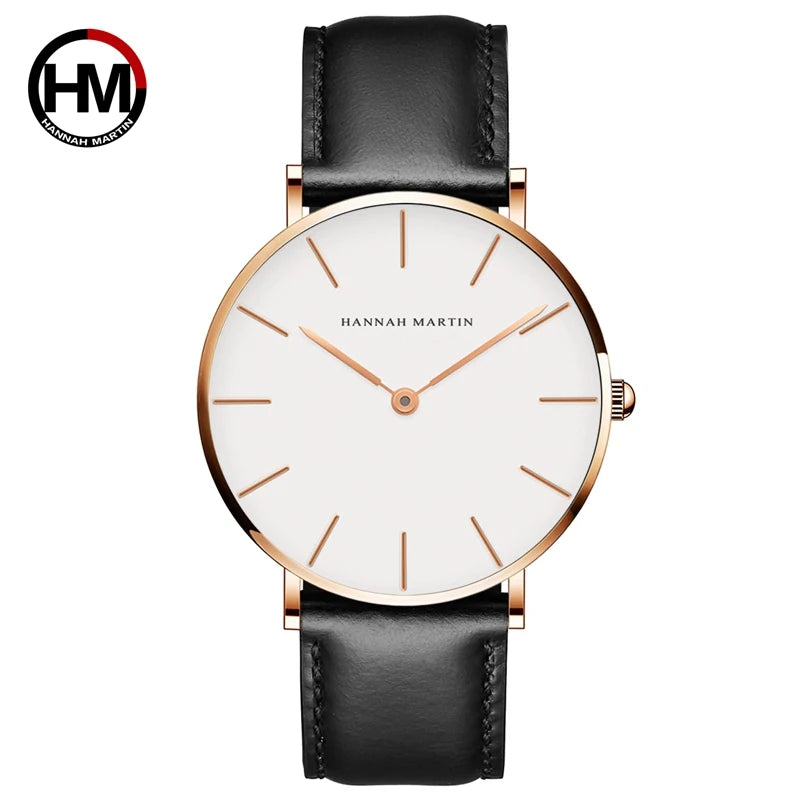 Dropshipping High Quality Rose Gold Dial Watch Men Leather Waterproof Wristwatch Women Dress Fashion Brand Quartz Movement Saat