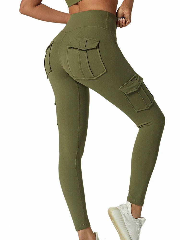 Sportswear Woman Gym Yoga Clothing 4 Pocket High Waist Stretch Tummy Control Sports Leggings Women Tights for Fitness Running