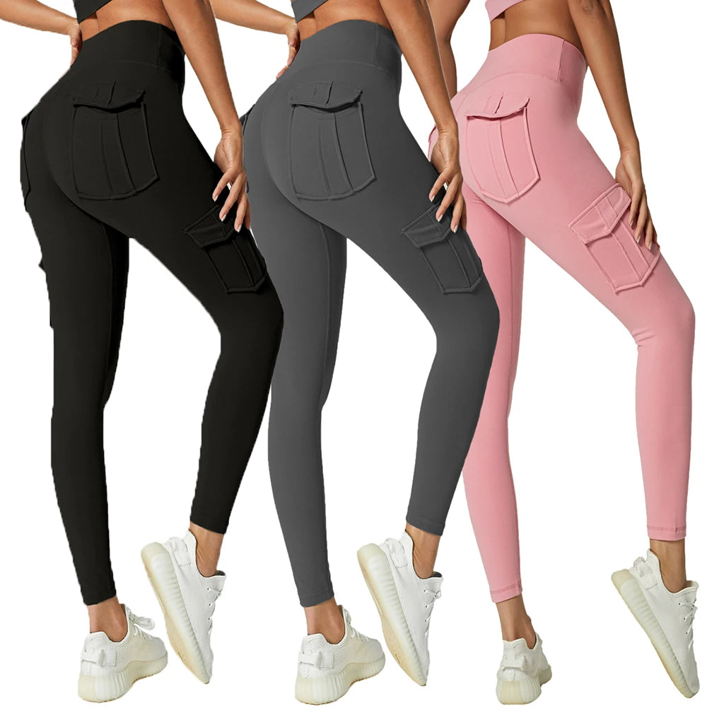 Sportswear Woman Gym Yoga Clothing 4 Pocket High Waist Stretch Tummy Control Sports Leggings Women Tights for Fitness Running