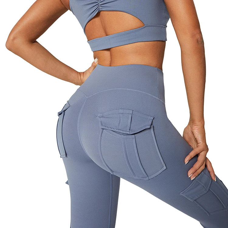 Sportswear Woman Gym Yoga Clothing 4 Pocket High Waist Stretch Tummy Control Sports Leggings Women Tights for Fitness Running