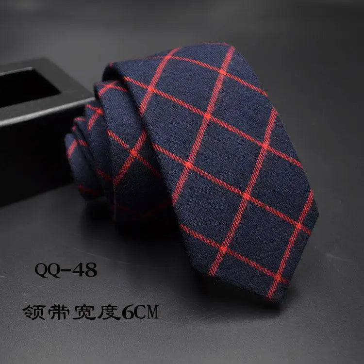 Mens Ties 6cm Classic Cotton Handmade Skinny Neck Ties for Men Striped Narrow Collar Slim Cashmere Tie Casual Plaid Tie For Man