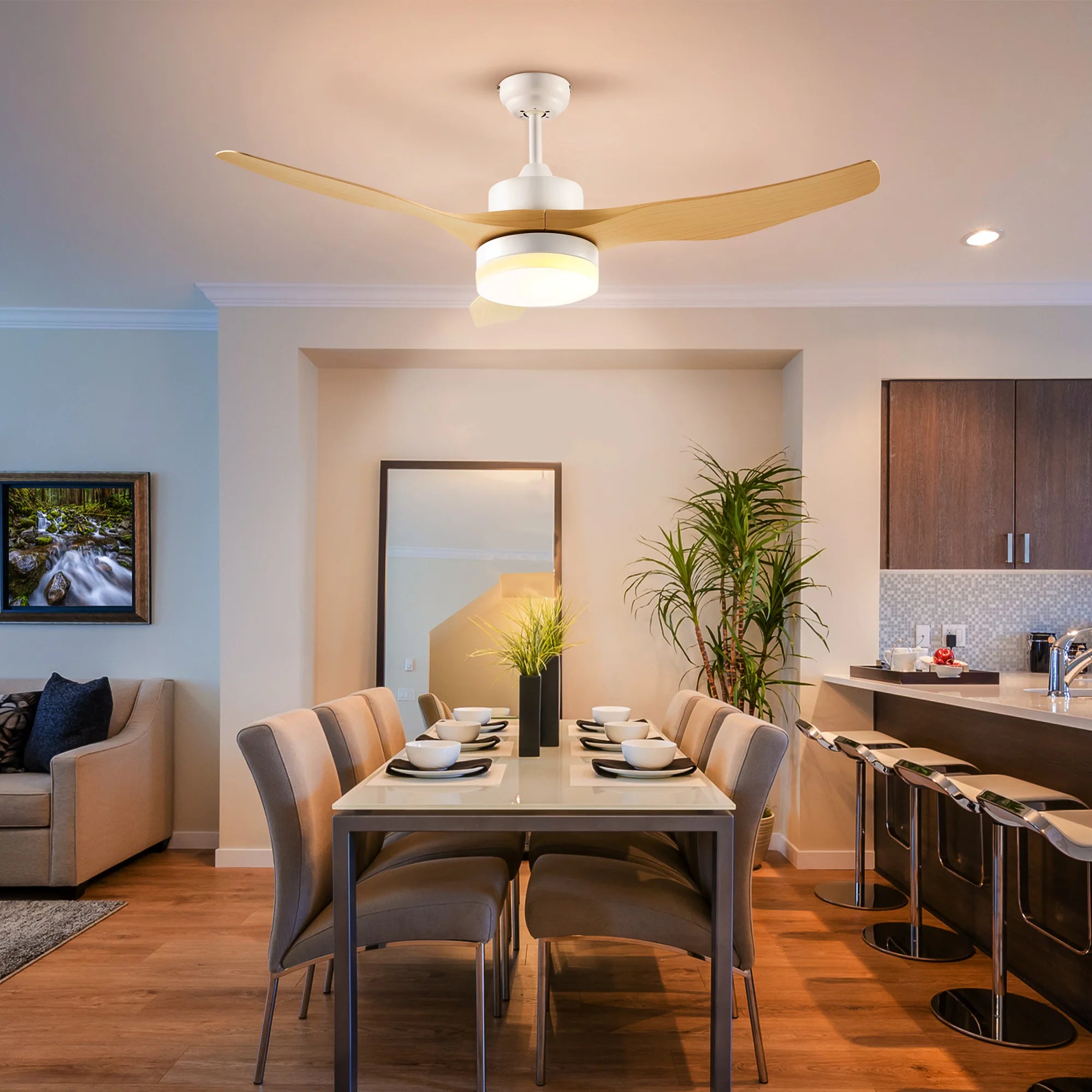 HOMCOM ceiling fan 20,5W Ø 132 cm with remote control LED light and 3 blades