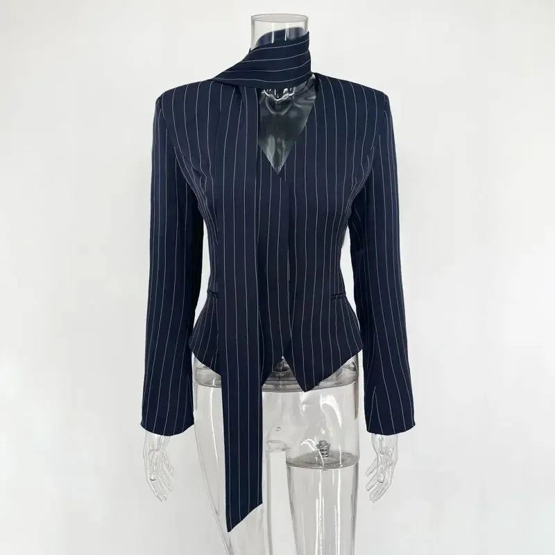 Tuularose 3 Piece Dress Set Women Elegant V-Neck Striped Ribbon Blazer Slim Short Dress Set Fashion Luxury Women Party Dress Set