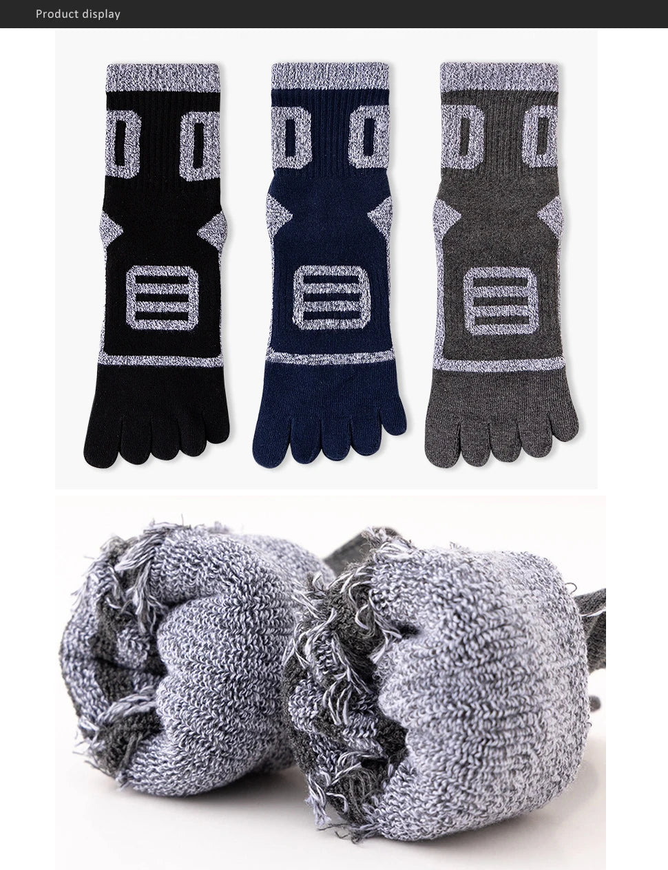 Man Toe Socks Terry Sport Thick Cotton Compression Towel Bottom Fitness Outdoor Basketball Hiking Cycling Five Finger Socks Boy