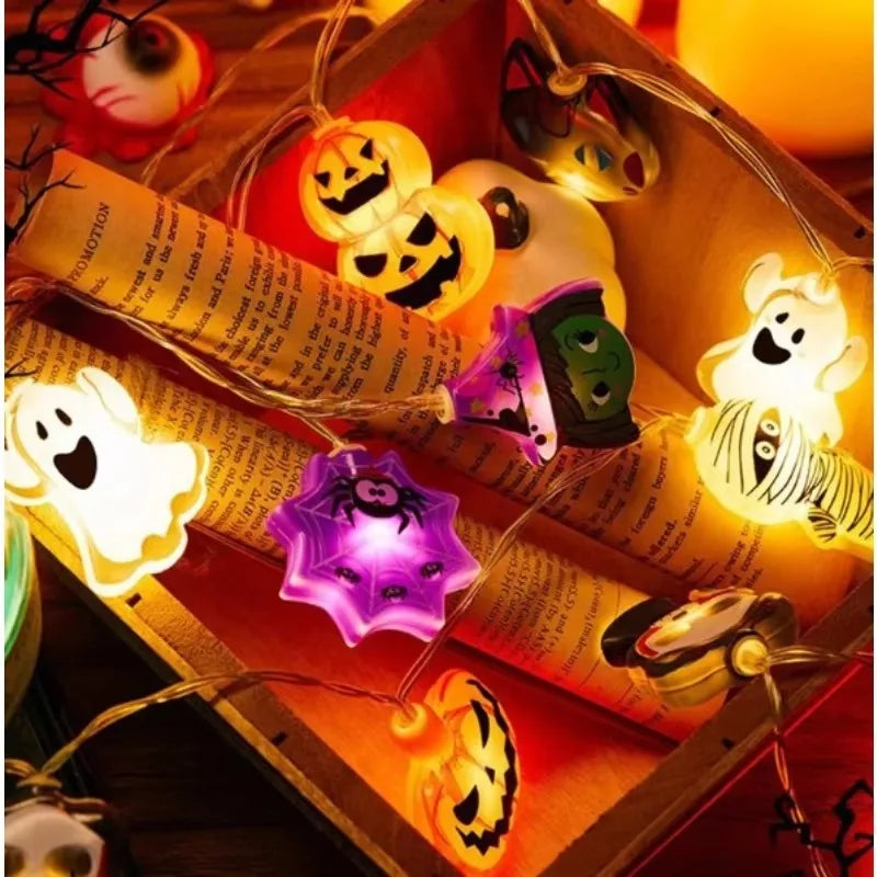 Halloween LED Light String Ghost Spider Pumpkin Hanging Lamp Halloween Party Home Indoor Outdoor Decoration Props 2024