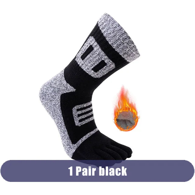 Man Toe Socks Terry Sport Thick Cotton Compression Towel Bottom Fitness Outdoor Basketball Hiking Cycling Five Finger Socks Boy