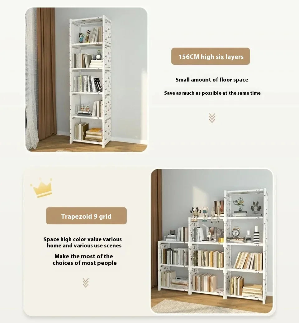Simple Bookshelf Easy Assembly Bookcase Square Storage Shelf Multi-Layer Book Closet Living Room And Study Bedroom Storage Shelf