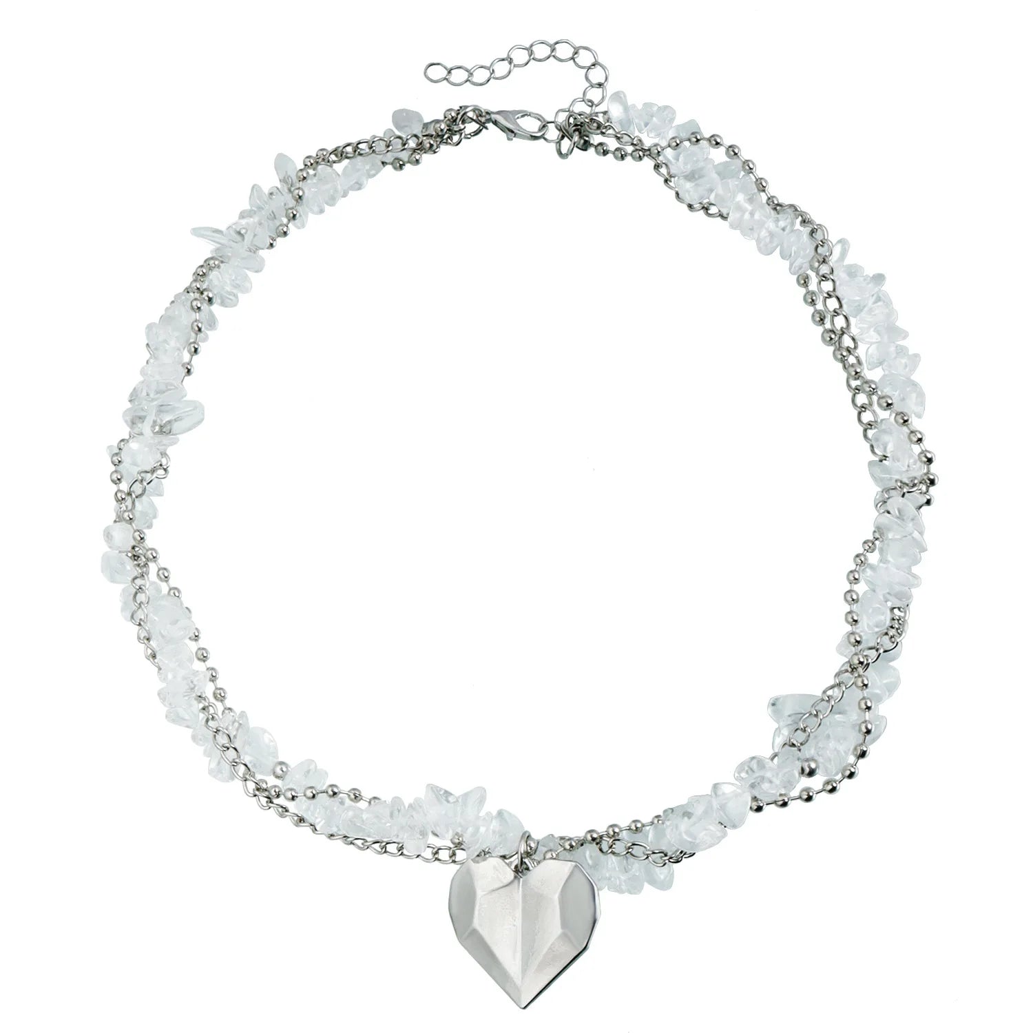 Y2k Choker Heart Necklace Pendant Chain Jewellery Women чокер Glass Layered Neck Collier Femme Cadenas Para Mujer