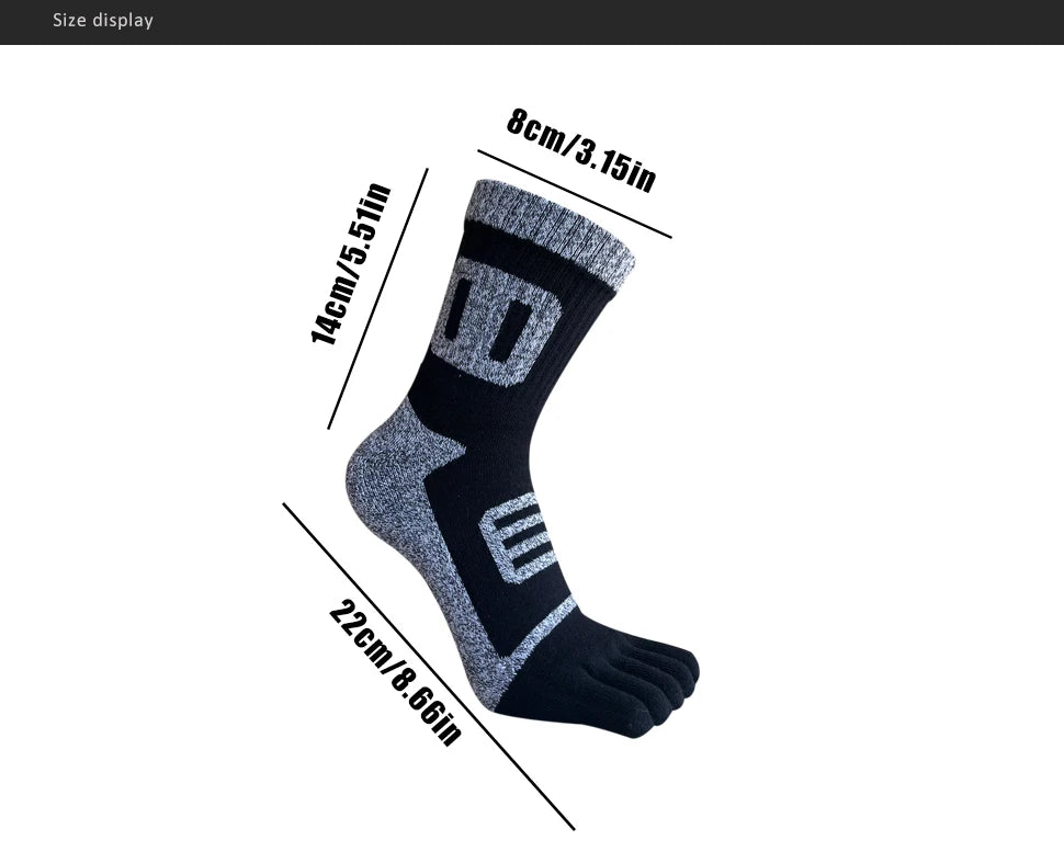 Man Toe Socks Terry Sport Thick Cotton Compression Towel Bottom Fitness Outdoor Basketball Hiking Cycling Five Finger Socks Boy