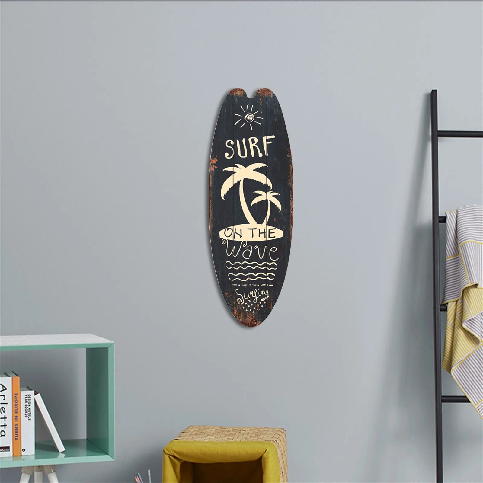 Wood Surfboard Home Decor Festival Bar Home Party Decor Casual Trend Wooden Sign Beach Style Hanging Retro Home Decor