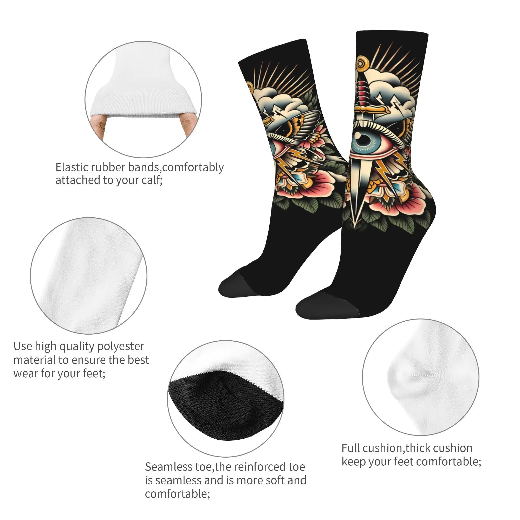 Eye Tattoo  Sock Printed Man Polyester Fashion