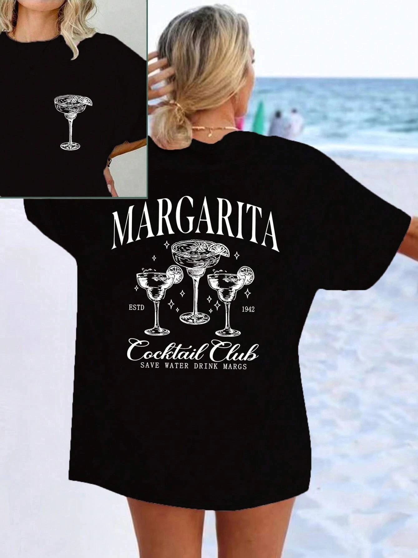 Martini Cocktail Women Funny T-Shirts Retro Alcohol Drink T Shirt Cotton Loose Cocktail Party Graphic Tees Unisex Casual Tops