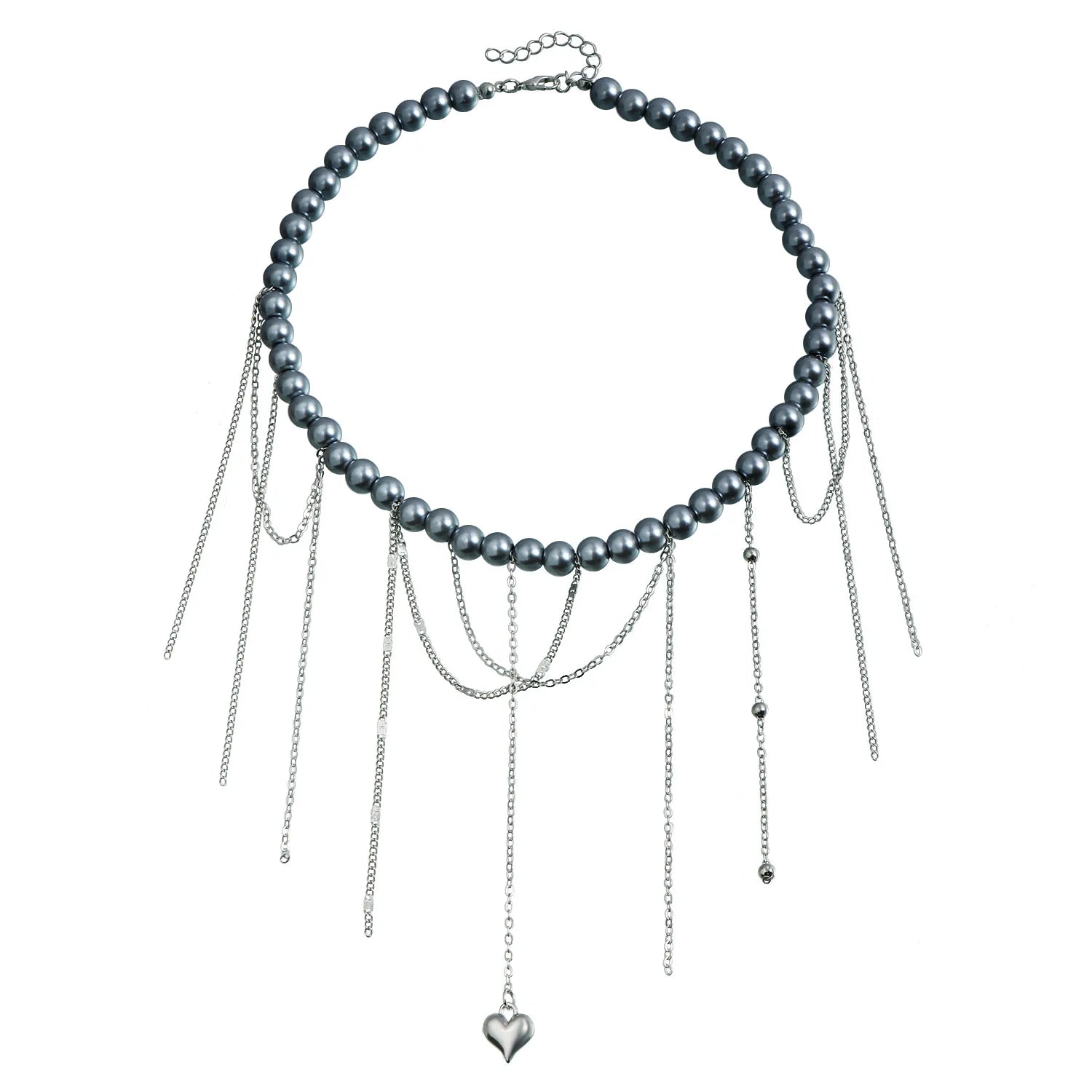 Y2k Choker Heart Necklace Pendant Chain Jewellery Women чокер Glass Layered Neck Collier Femme Cadenas Para Mujer