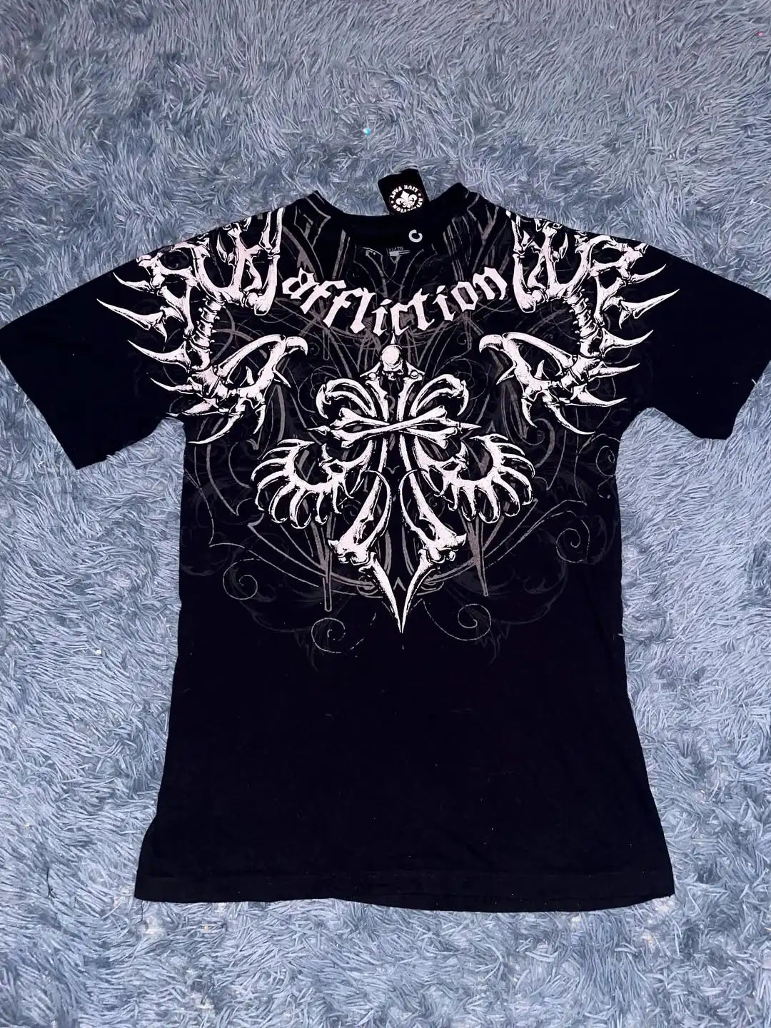 Letter Printed High Street Handsome Long Sleeved Shirt Y2K Men's Oversized T-shirt Retro Gothic Round Neck Cotton Couple Top