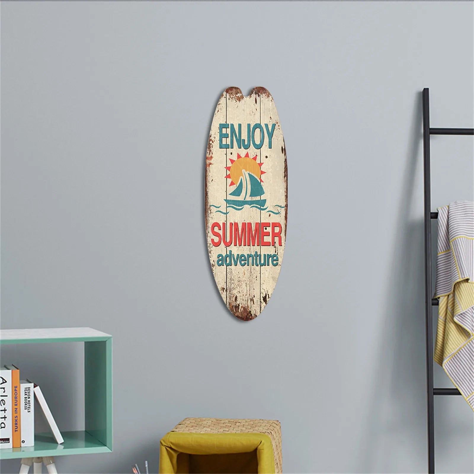 Wood Surfboard Home Decor Festival Bar Home Party Decor Casual Trend Wooden Sign Beach Style Hanging Retro Home Decor