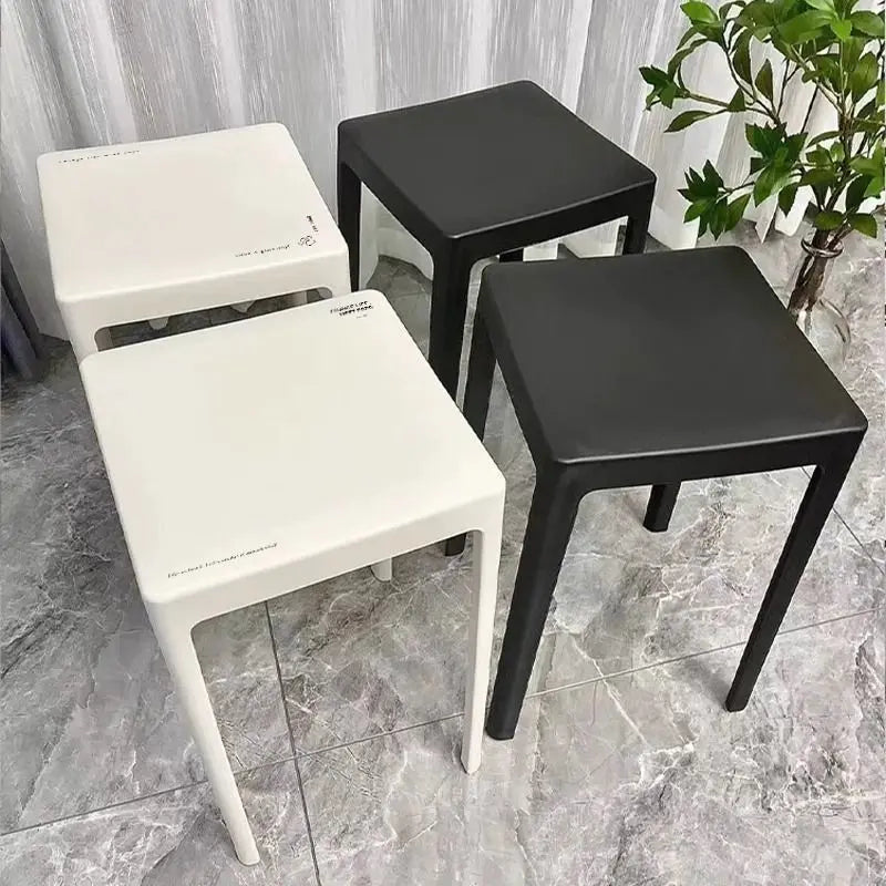 Simple Plastic Stool Home Living Room Modern Simple High Stool Stackable Nordic High Stool Thick Solid Square Stool