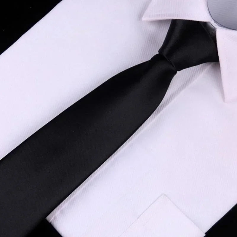 Black Simple Clip on Tie Security Tie Doorman Steward Matte Black Funeral Ties for Men Women Students Neck Ties Fake Collar