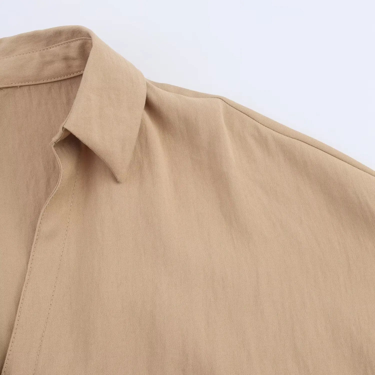 MYST&ZA2025 summer new women's retro casual fashion temperament simple loose lapel wide short-sleeved casual shirt tops
