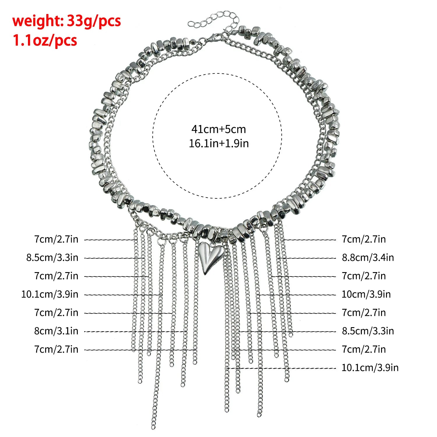 Y2k Choker Heart Necklace Pendant Chain Jewellery Women чокер Glass Layered Neck Collier Femme Cadenas Para Mujer