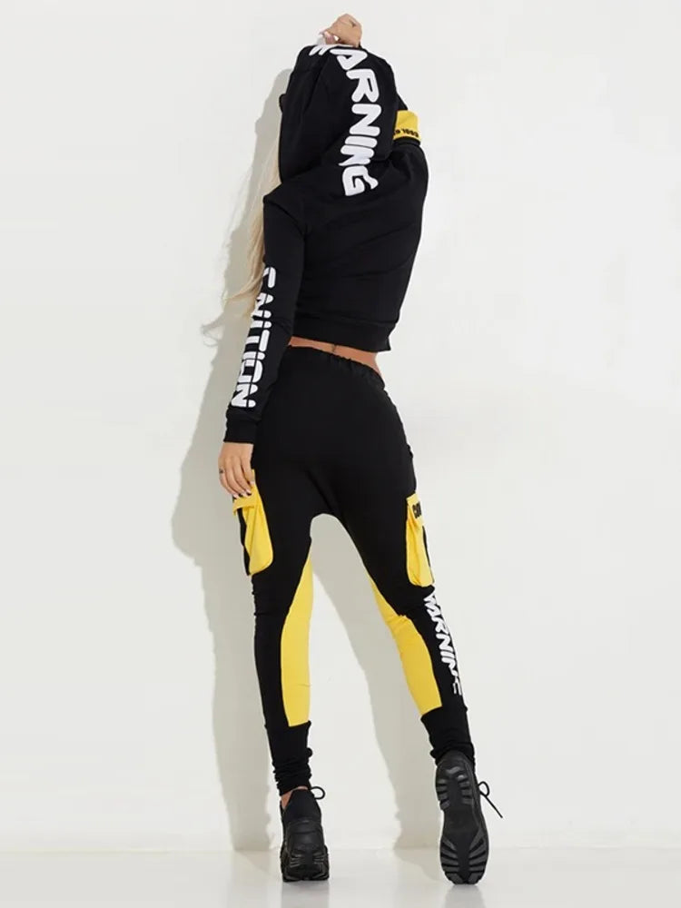 Women's clothes Sports Yoga Set For Women Workout Sportswear Gym Clothing Sports Suits Letter Print Loose Zipper Collar Suits