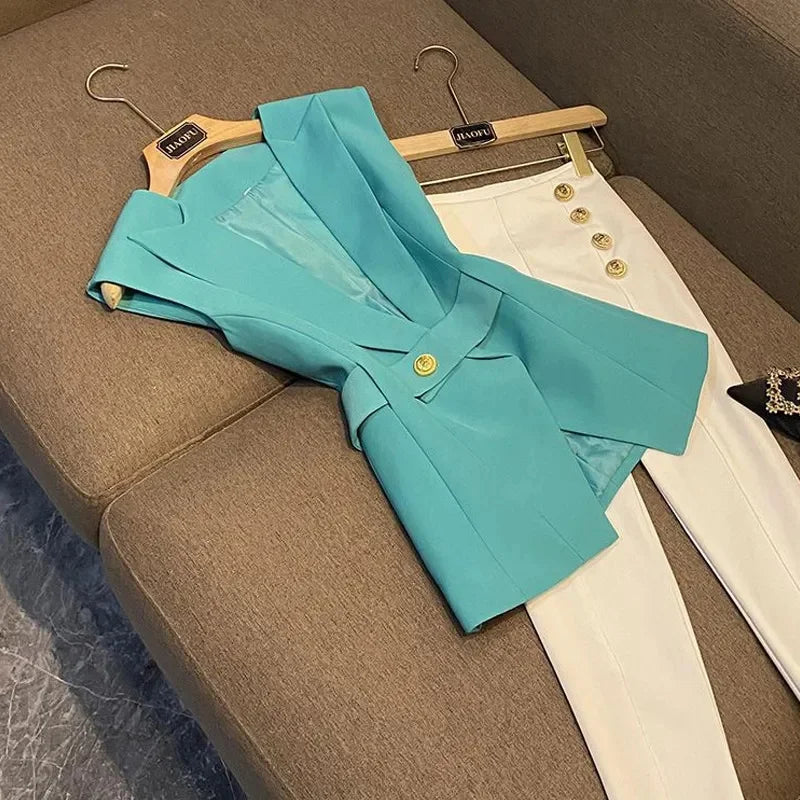 Spring Autumn Women's Suit Vest 2025 New Fashion high-end Lady Sleeveless Vest Versatile Elegant Lady Waistcoat Top