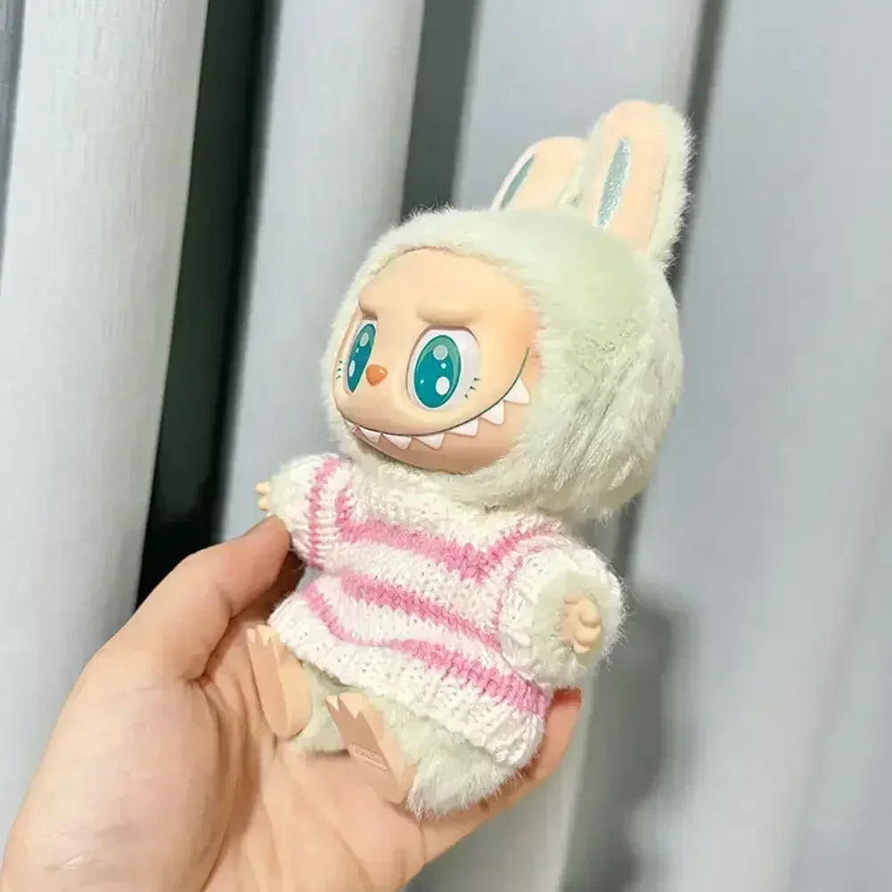 Labubu V1 V2 Party Pink White Striped Sweater Cup Clothing  Idol Cute Doll Clothes Fashion Sweater Outfit Accessories Sitting