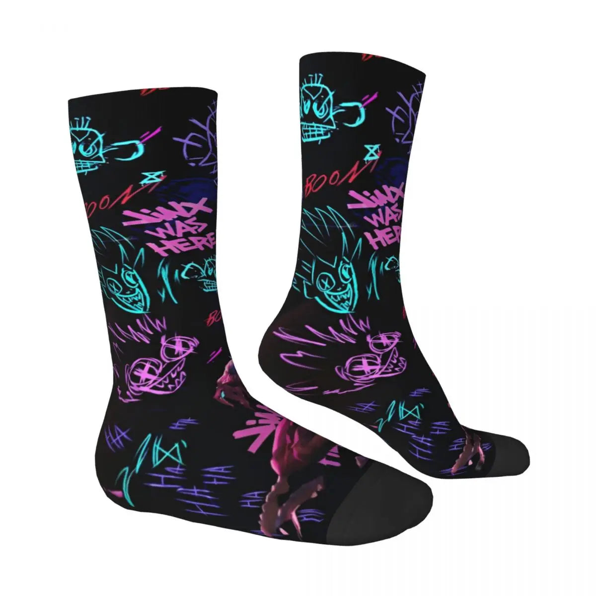 Jinx Monkey Socks Arcane L-League Anime Legends Kawaii Stockings Unisex Men Medium Soft Sports Autumn Pattern Anti Slip Socks