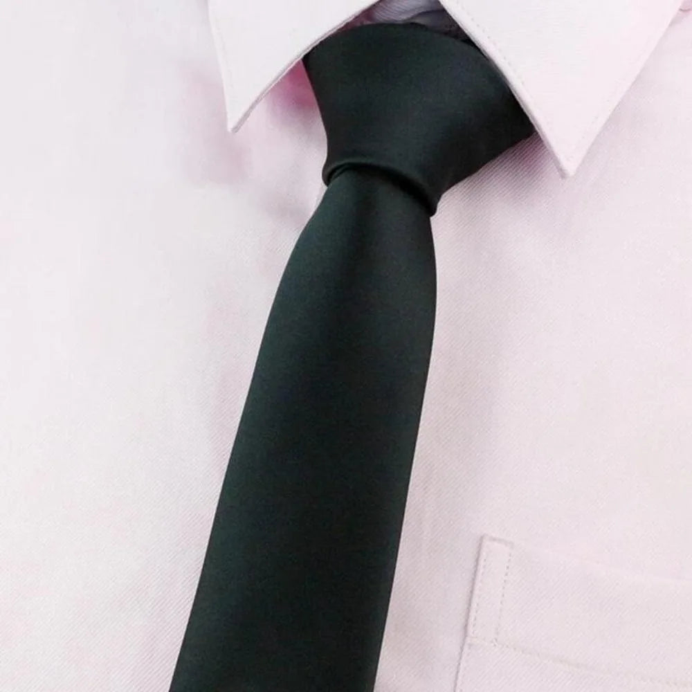Black Simple Clip on Tie Security Tie Doorman Steward Matte Black Funeral Ties for Men Women Students Neck Ties Fake Collar