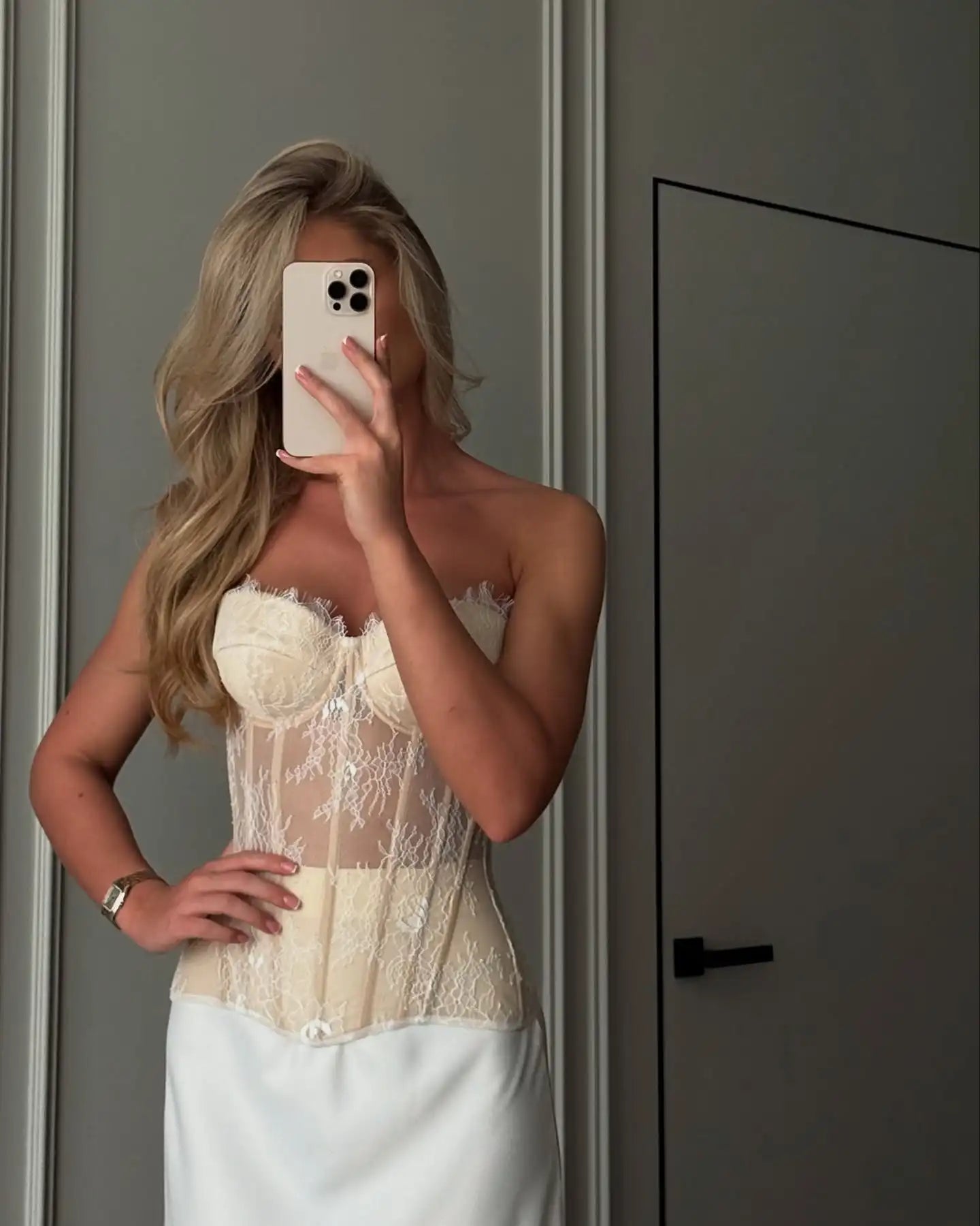 Women's Sexy Sheer Mesh Strapless Tops Elegant Fishbone Backless Lace Up Crop Top Lady 2025 Summer Fashion Party Evening Wear