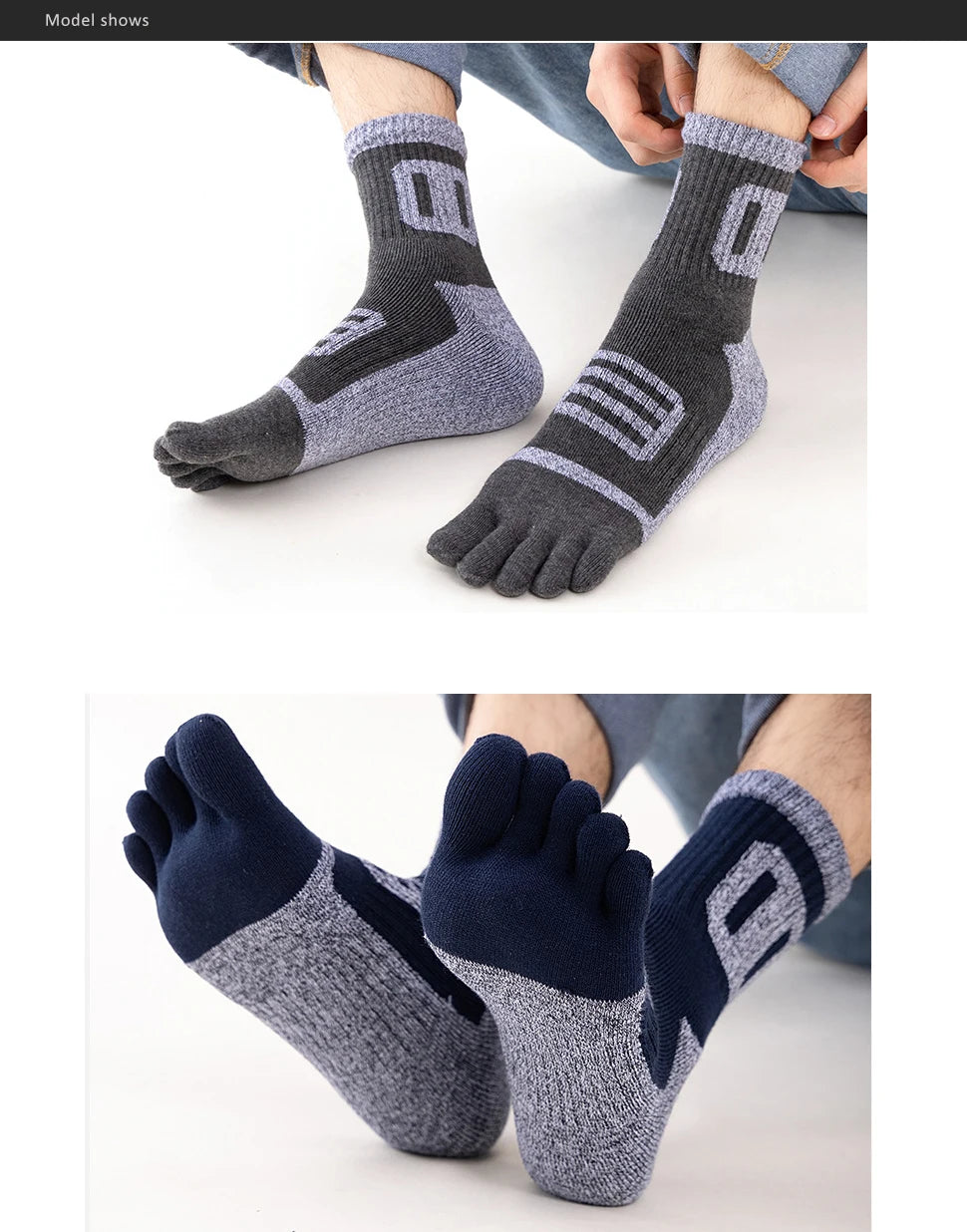 Man Toe Socks Terry Sport Thick Cotton Compression Towel Bottom Fitness Outdoor Basketball Hiking Cycling Five Finger Socks Boy
