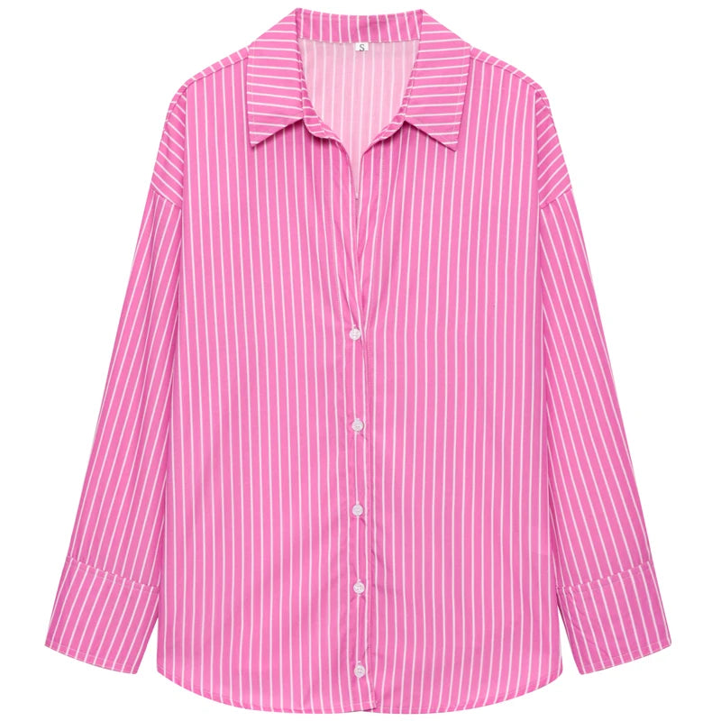 TRAF Woman 2025 Oversized Shirts & Blouses Spring Summer 2025 Woman Elegant Button Up Long Sleeve Blouses Fashion Plus Size Tops